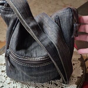 Thirty One Casual Black Denim Crossbody Bag